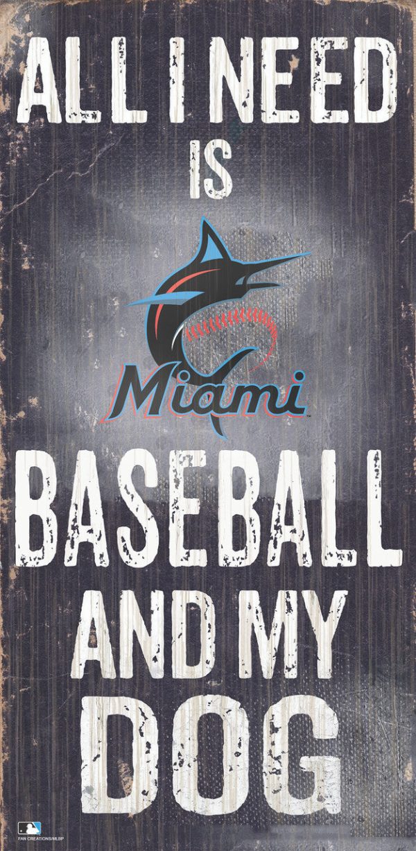 Miami Marlins Sign Wood 6x12 Baseball and Dog Design Special Order Cheap