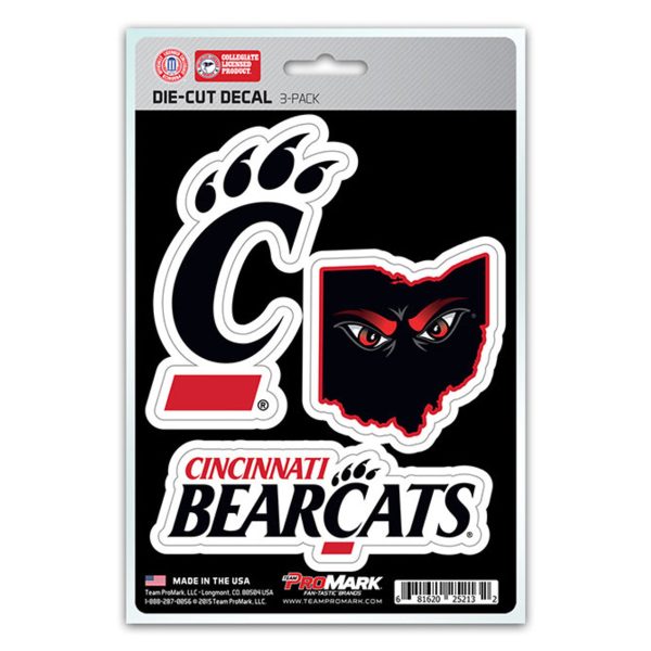 Cincinnati Bearcats Decal Die Cut Team 3 Pack For Discount